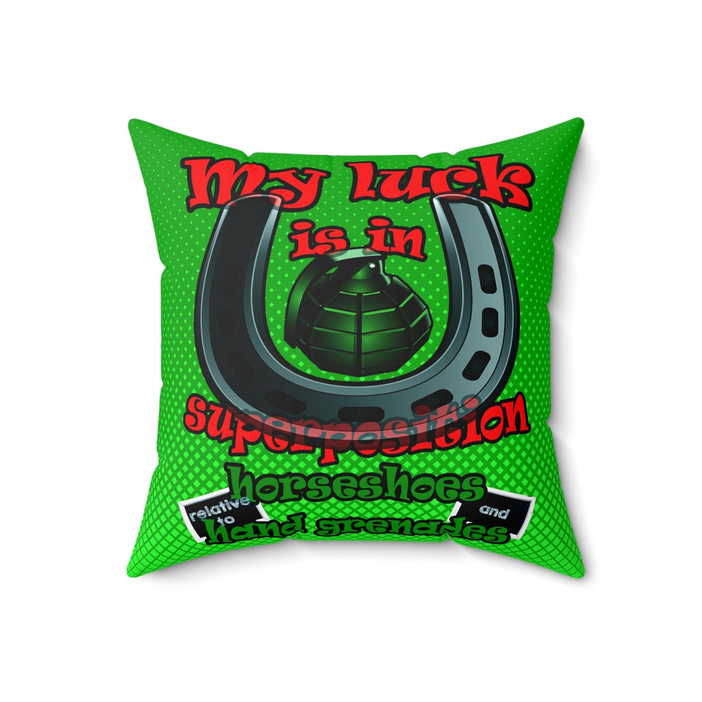my luck - Spun Polyester Square Pillow - (logo green)