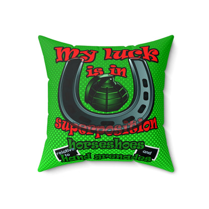 my luck - Spun Polyester Square Pillow - (logo green)