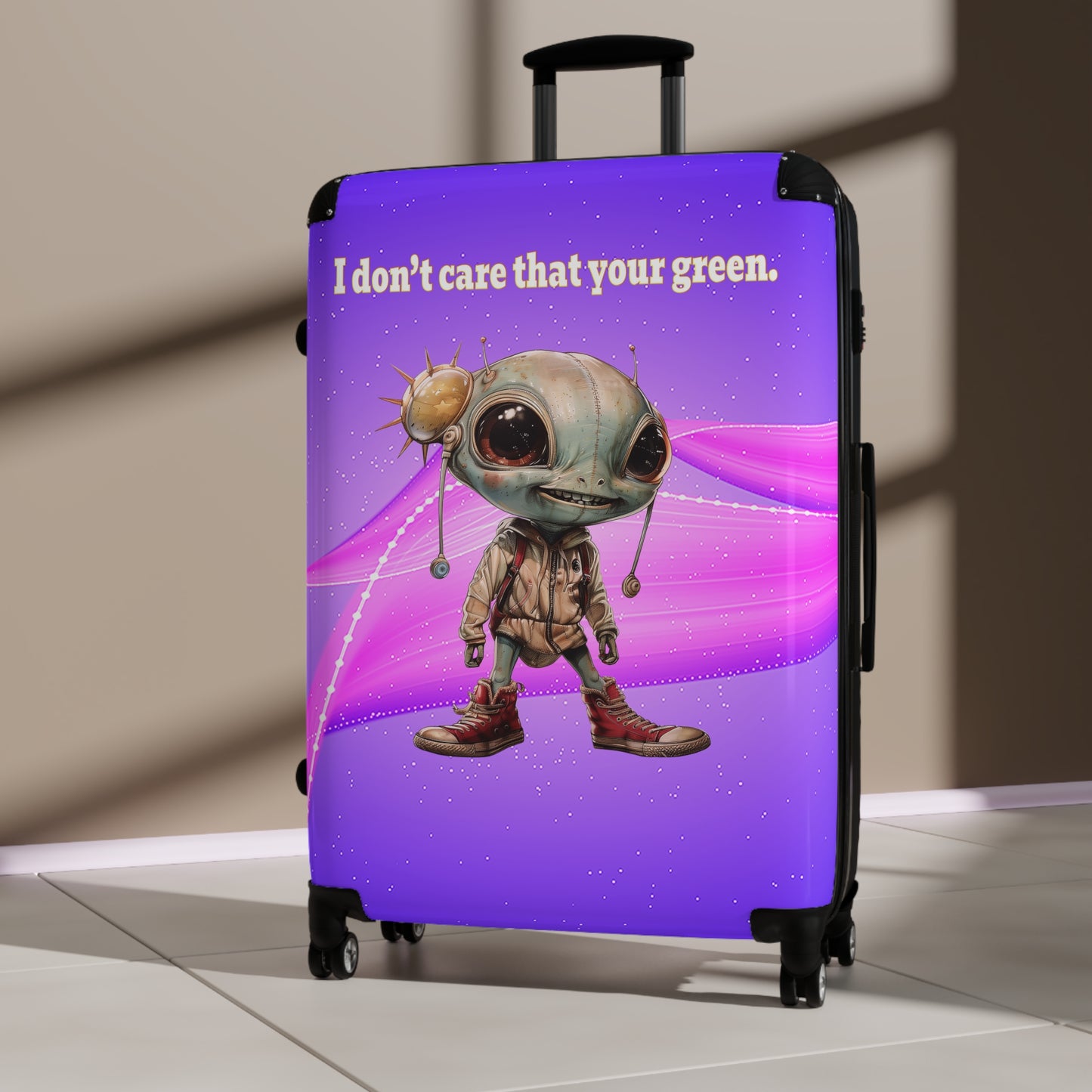 I don't care that your green - Suitcase (purple-pink wave)