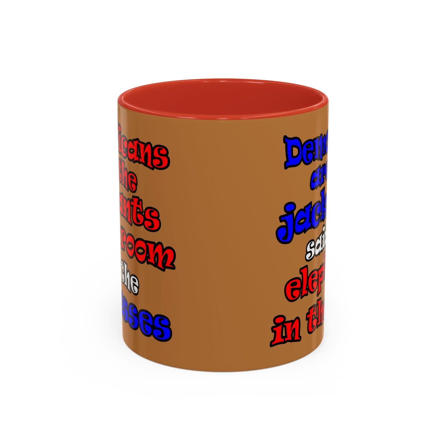 donkeys and elephants - Accent Mug (light brown)