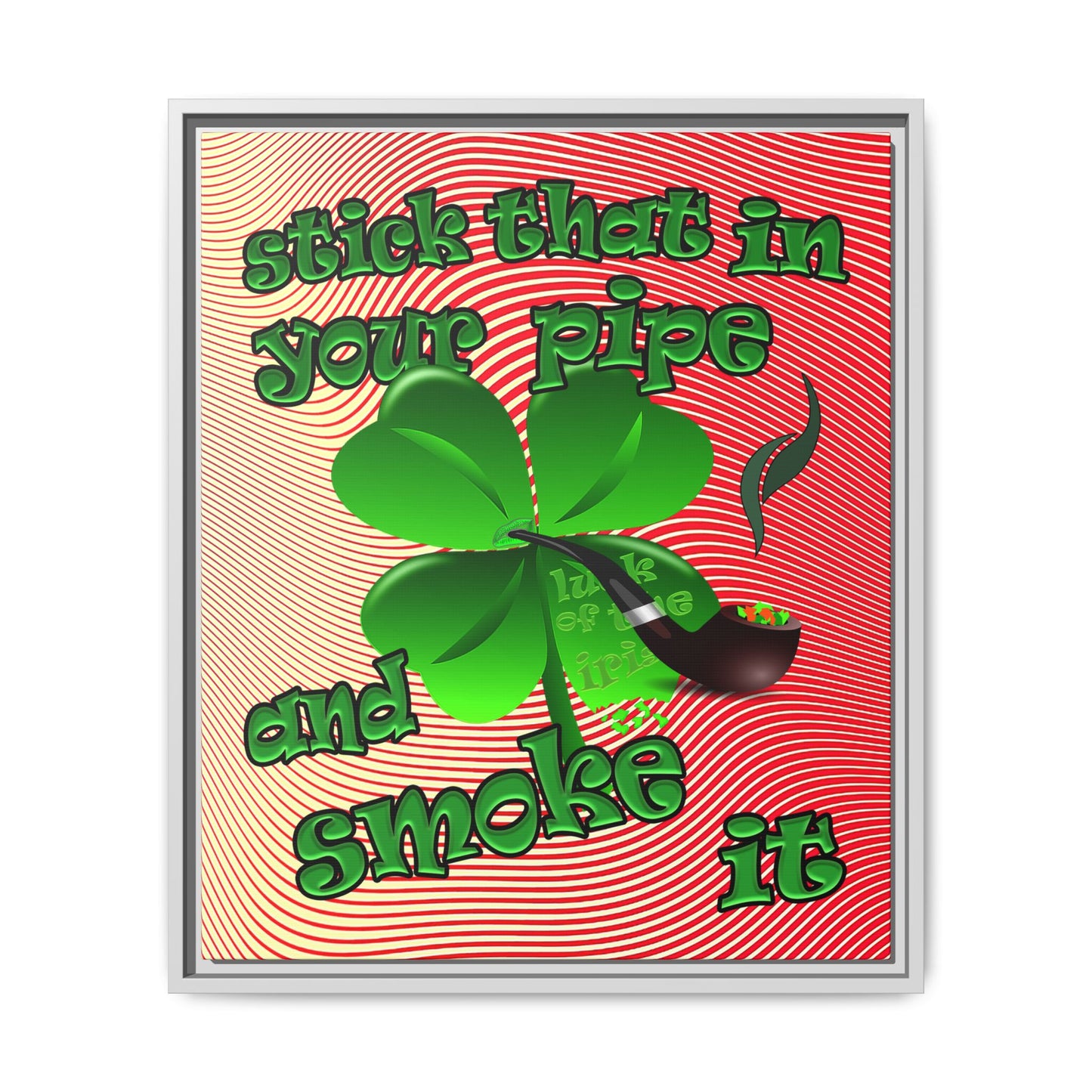 stick that in your pipe and smoke it - framed canvas art (yellow-orange wave)
