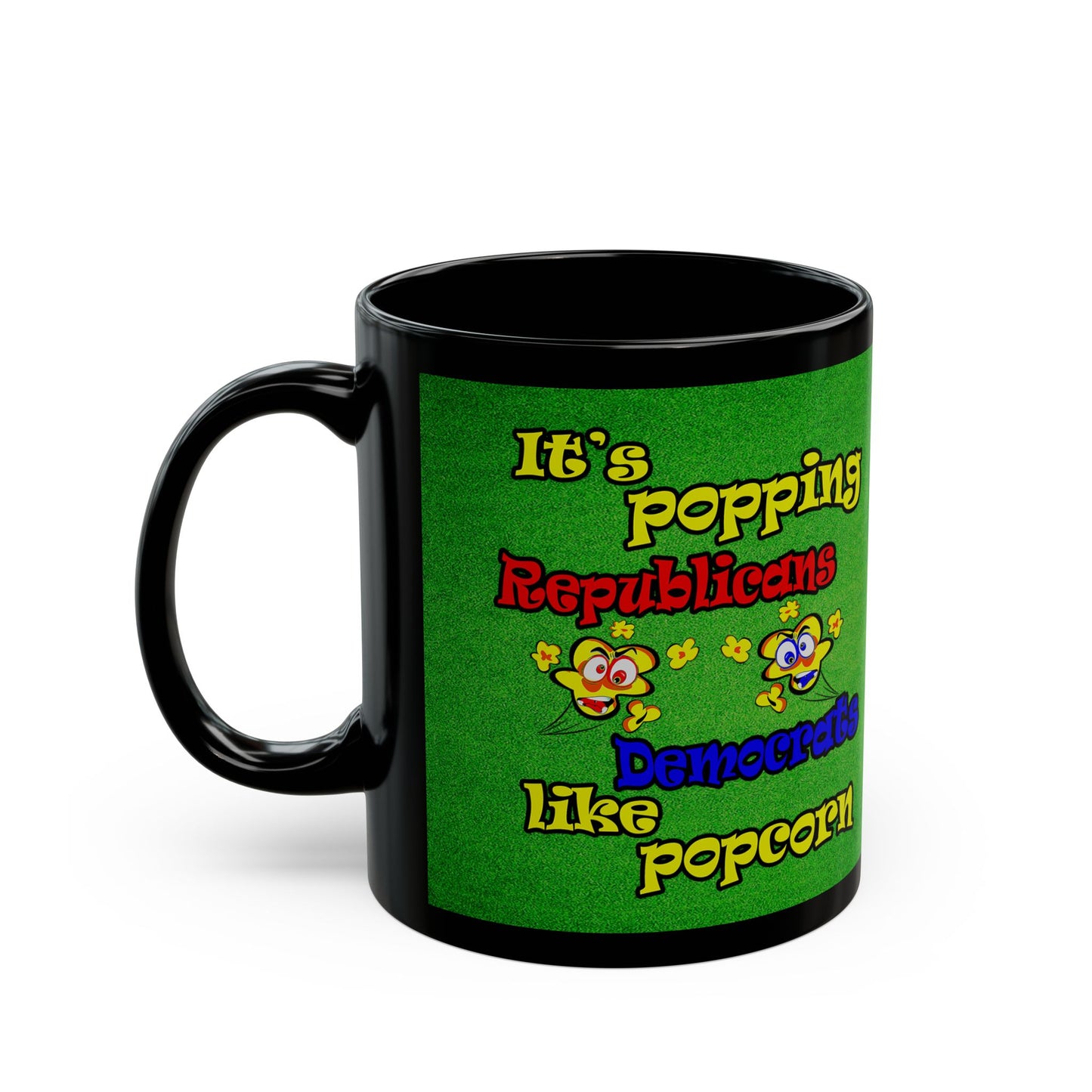 popping like popcorn - Black Mug (green turf)