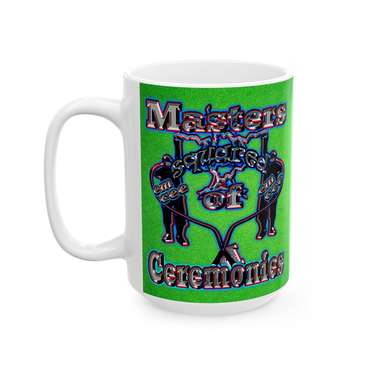 em cee squared - White Mug (green turf)