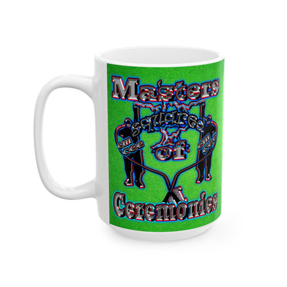 em cee squared - White Mug (green turf)