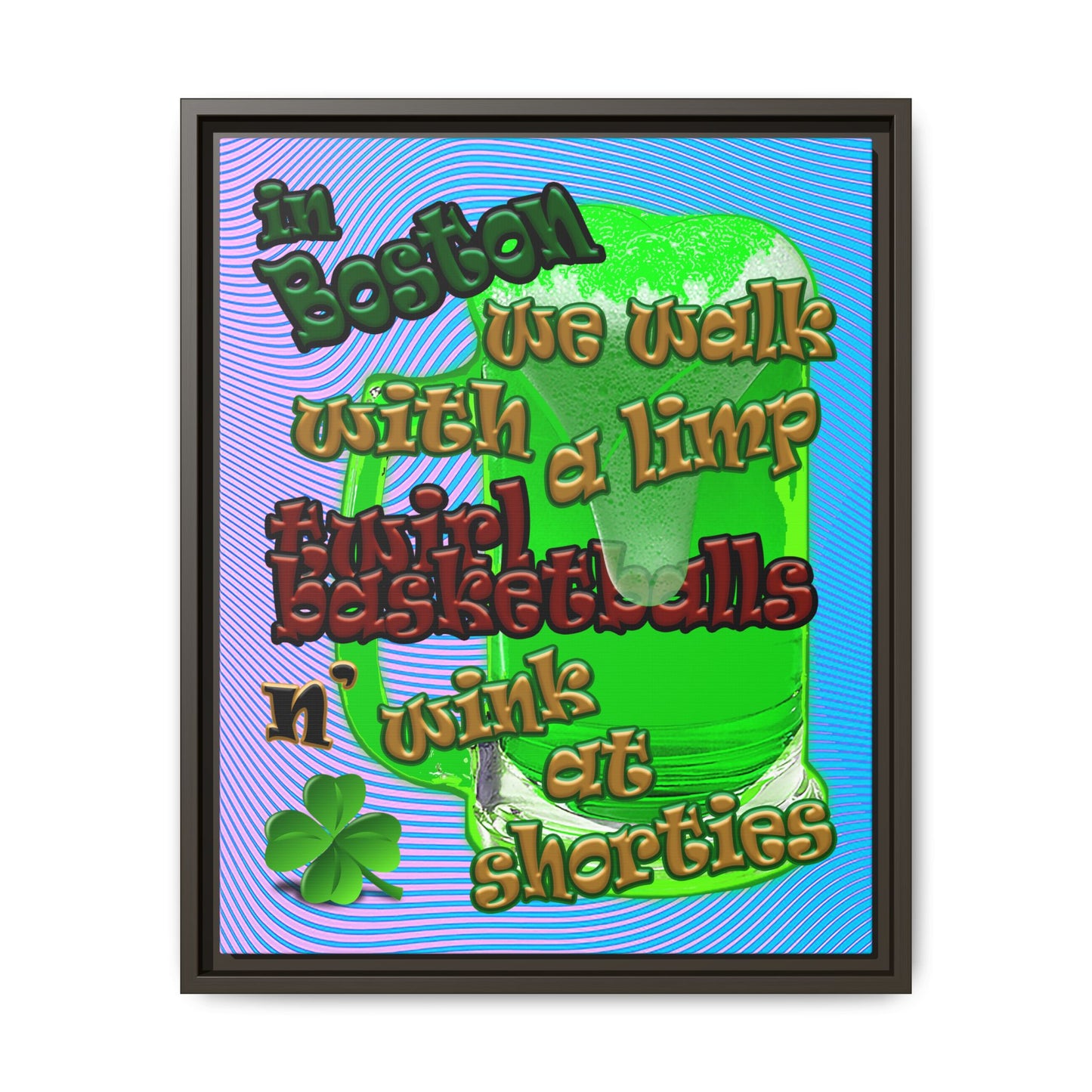 celtics logo - framed canvas art (light blue-purple wave)