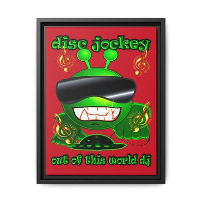 disc jockey - framed canvas art (dark red)