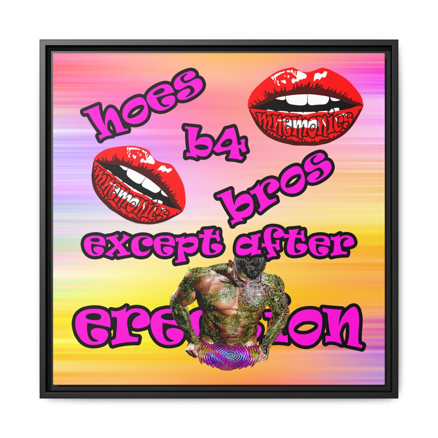 hoes b4 bros - framed canvas art (color blur)