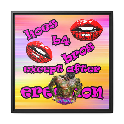 hoes b4 bros - framed canvas art (color blur)