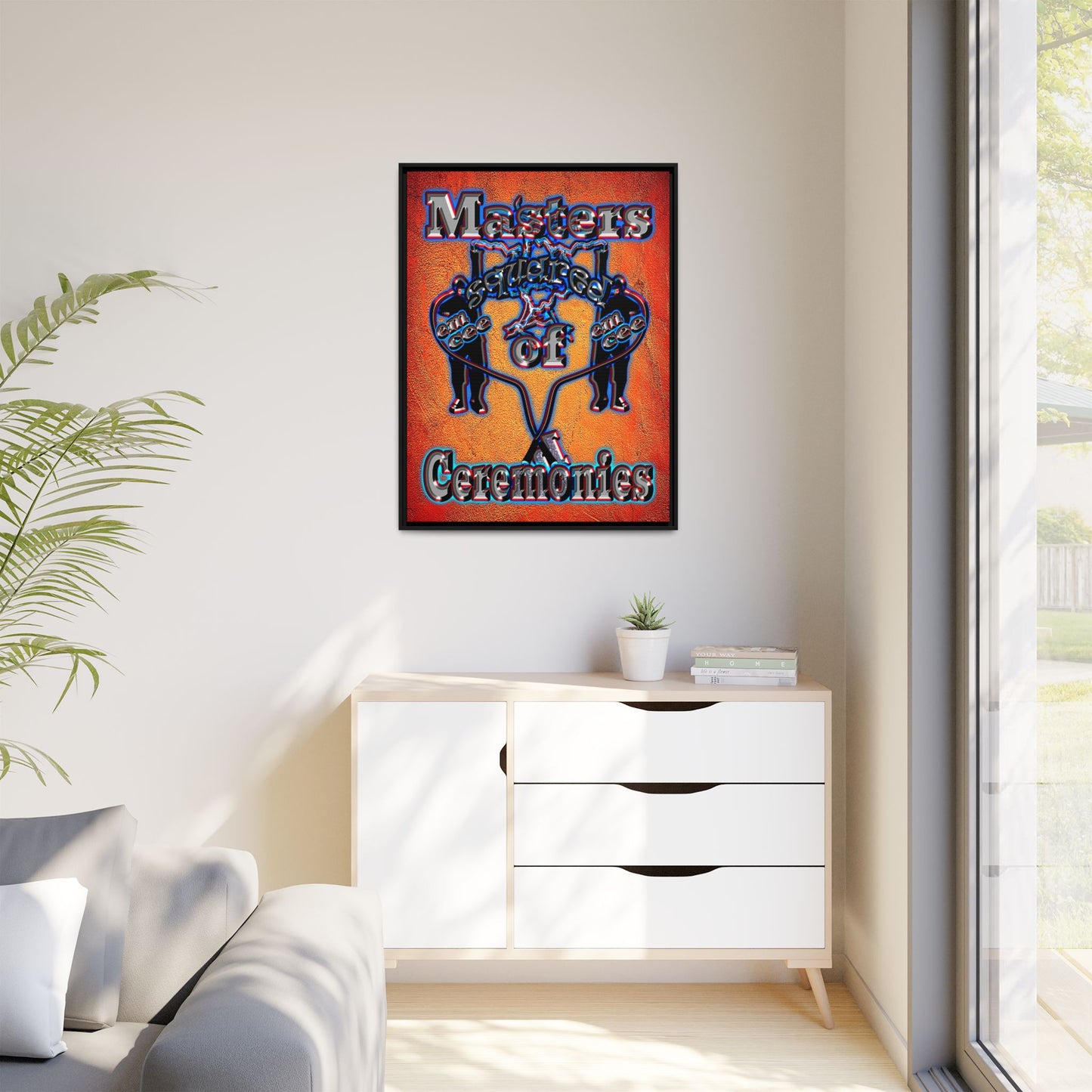 em cee squared - framed canvas art (burnt orange)