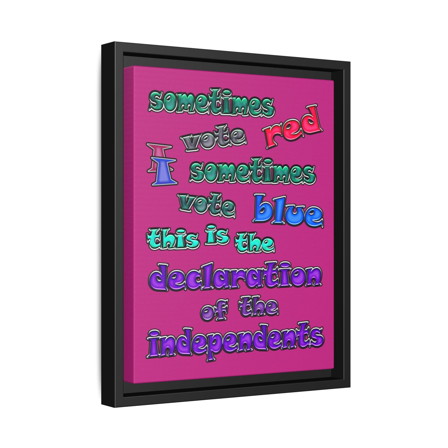 declaration of the independents - framed canvas art (pink)