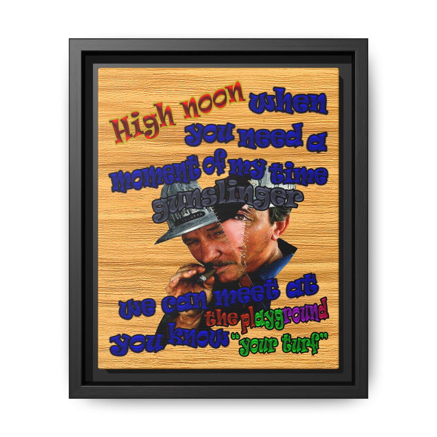 high noon - framed canvas art (butterscotch wood finish)
