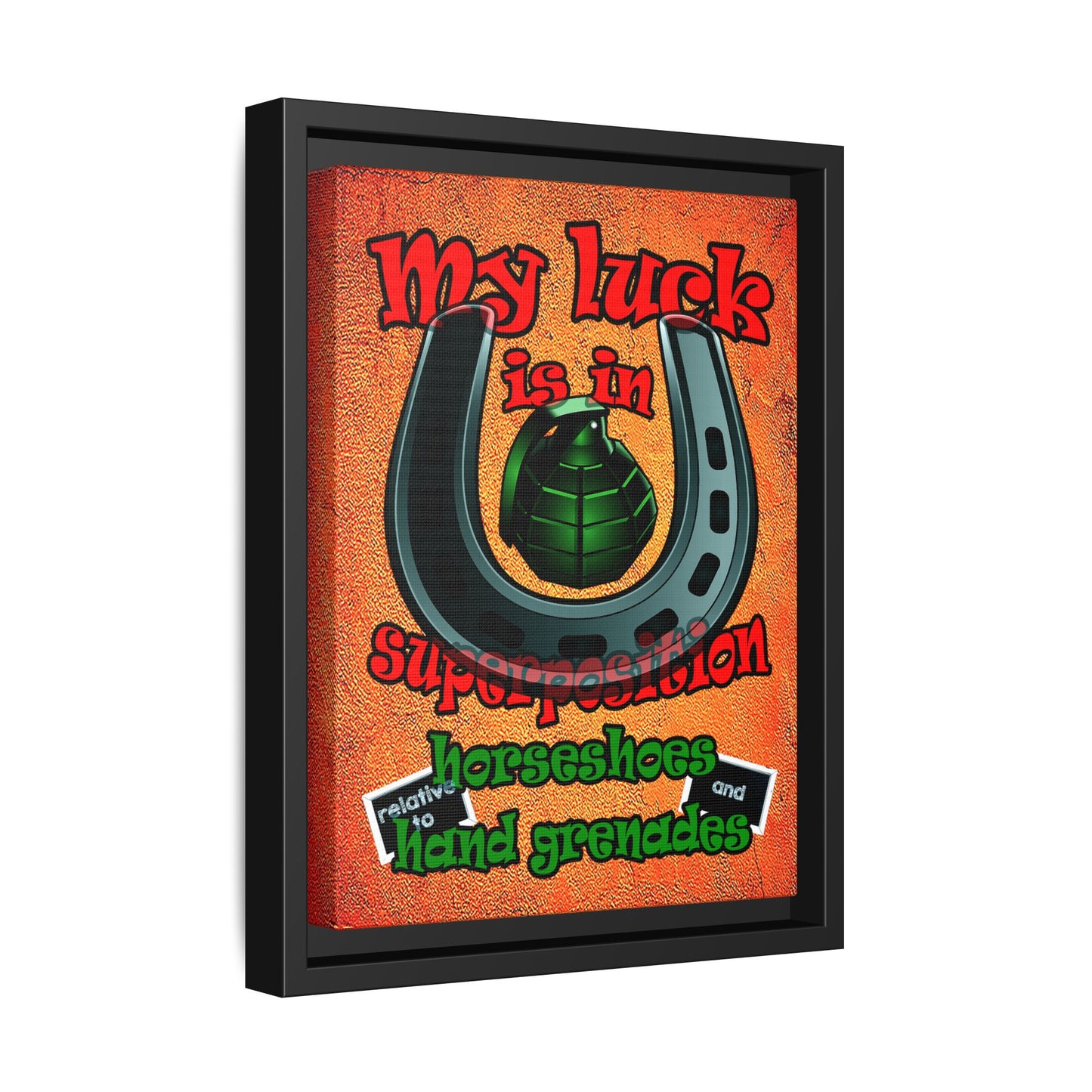 my luck - framed canvas art (burnt orange)