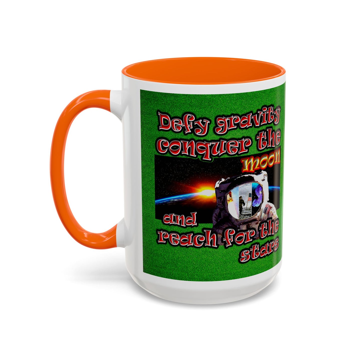 defy conquer reach - Accent Mug (green turf)