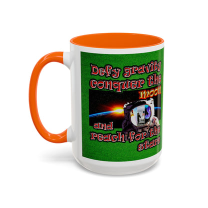 defy conquer reach - Accent Mug (green turf)