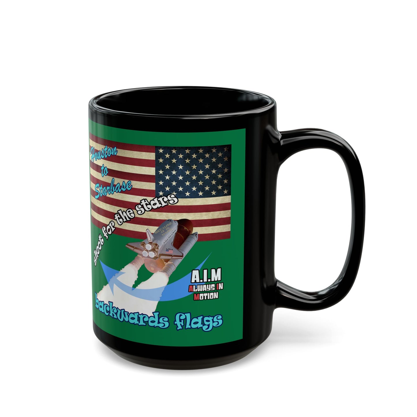 shoot for the stars - Black Mug (dark green)