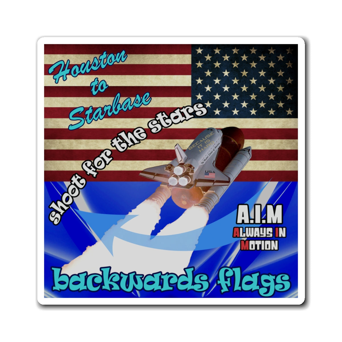 shoot for the stars - Magnets - (blue-white wave)
