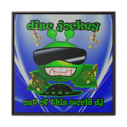 disc jockey - framed canvas art (blue-white wave)