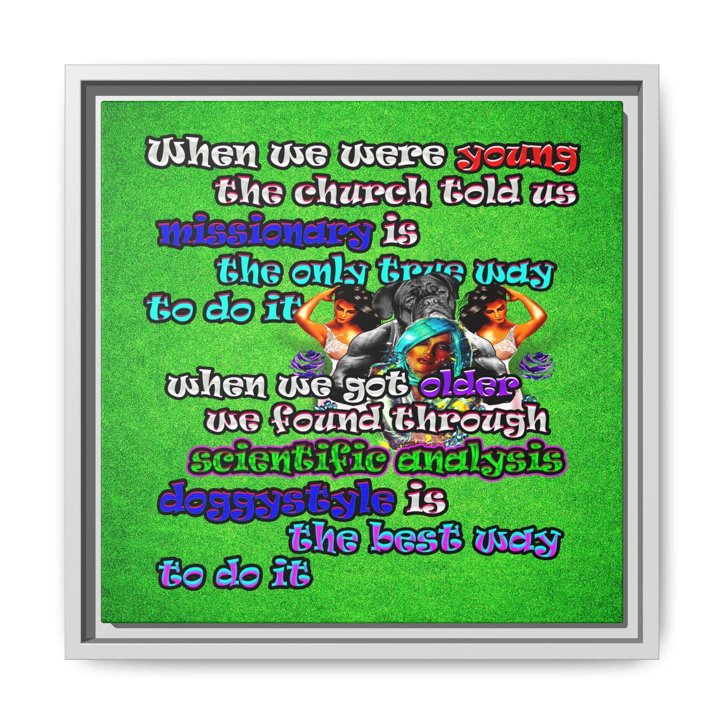 doggystyle - framed canvas art (green turf)