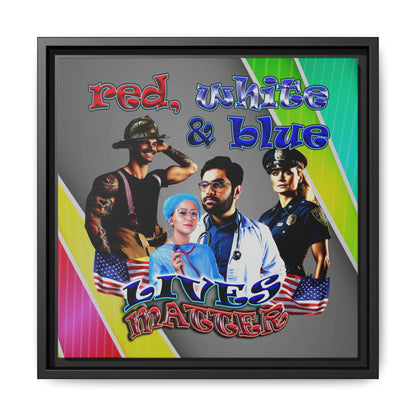 rw&b lives matter - framed canvas art (rainbow split)