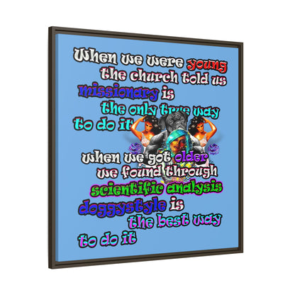 doggystyle - framed canvas art (light blue)