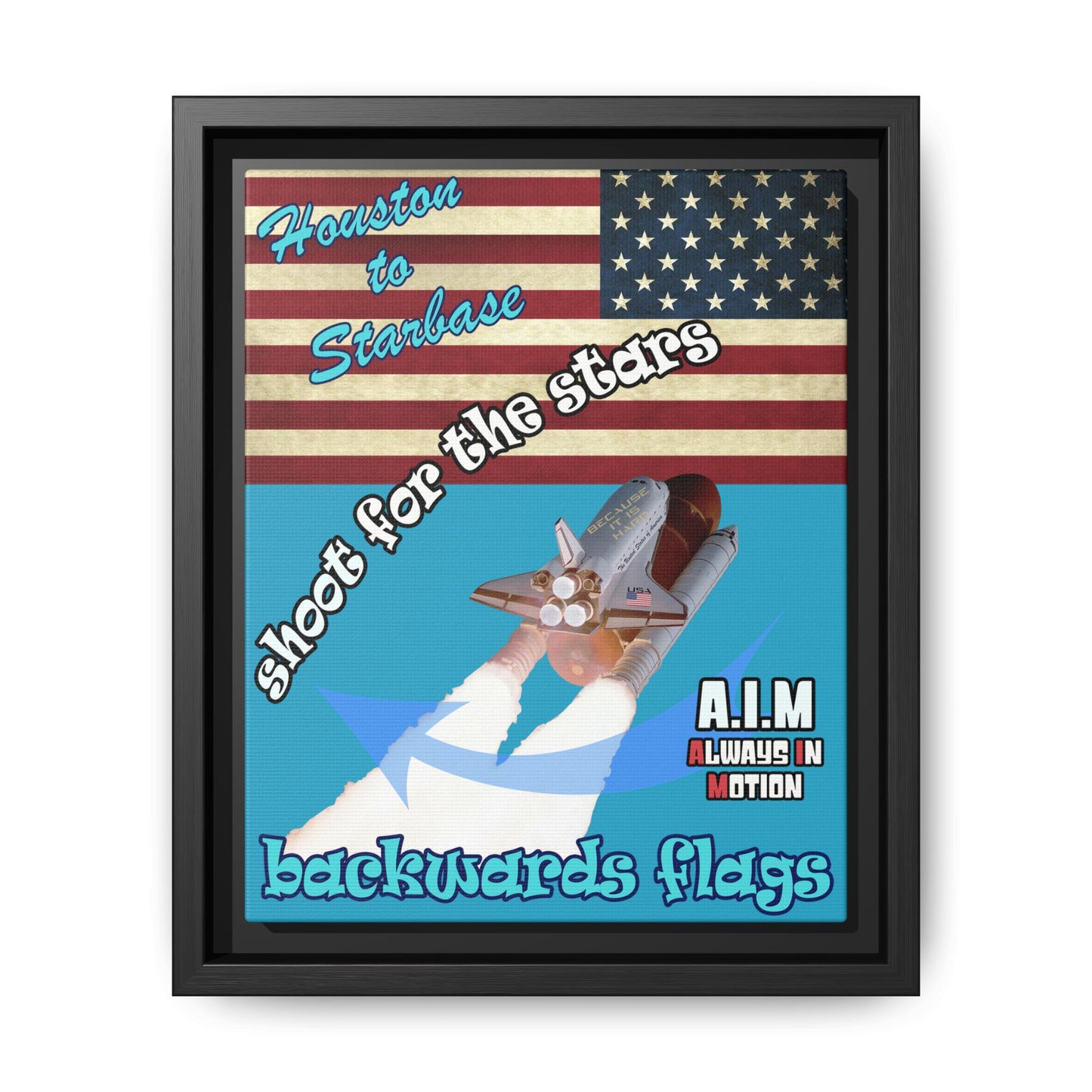 shoot for the stars - framed canvas art (turquoise)
