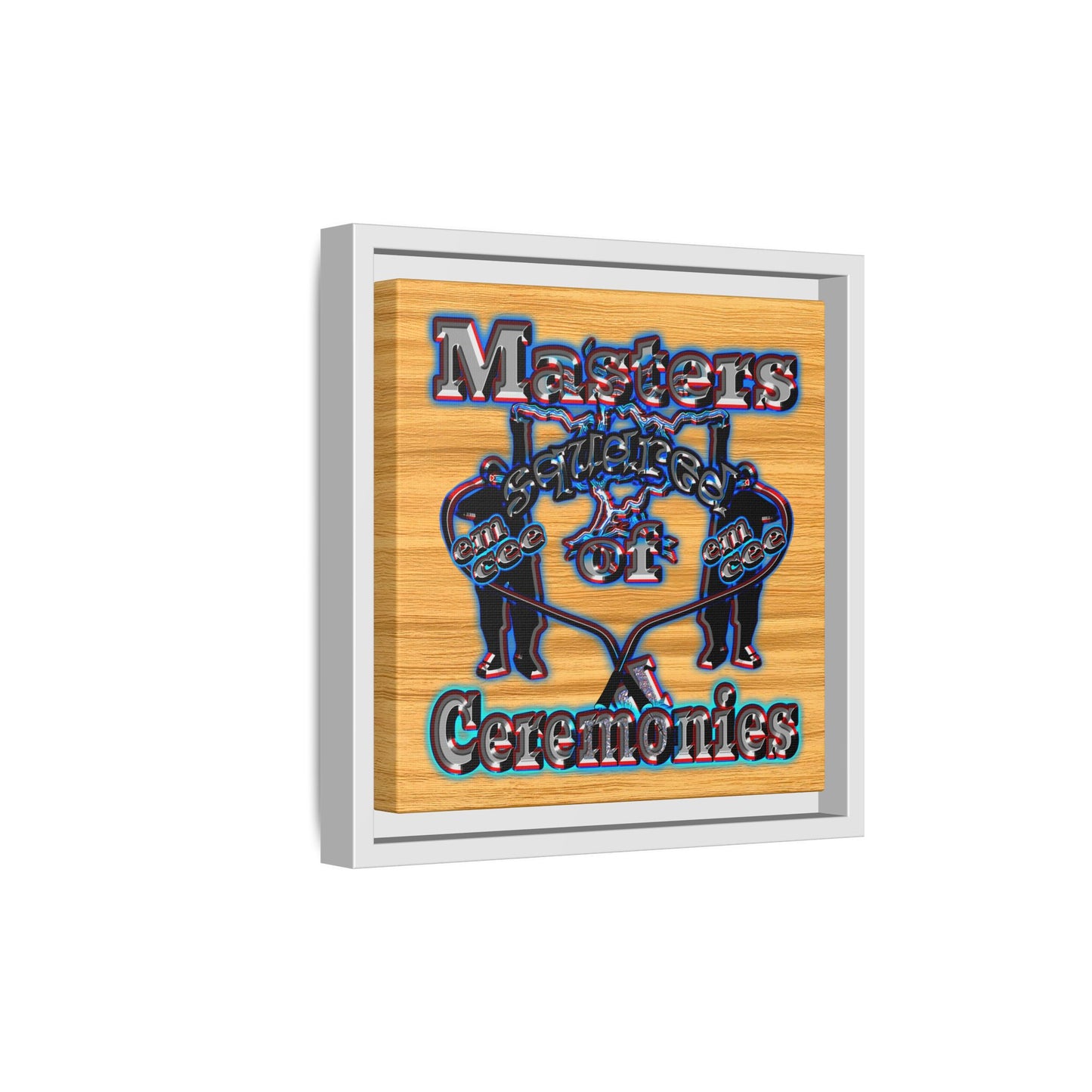 em cee squared - framed canvas art (butterscotch wood finish)