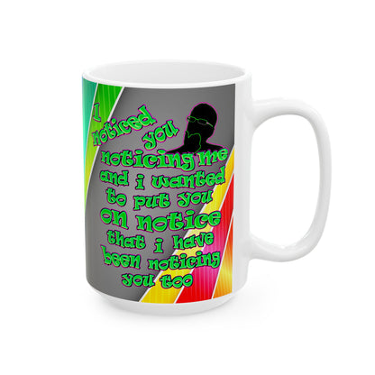 noticed you noticing - White Mug (rainbow split)