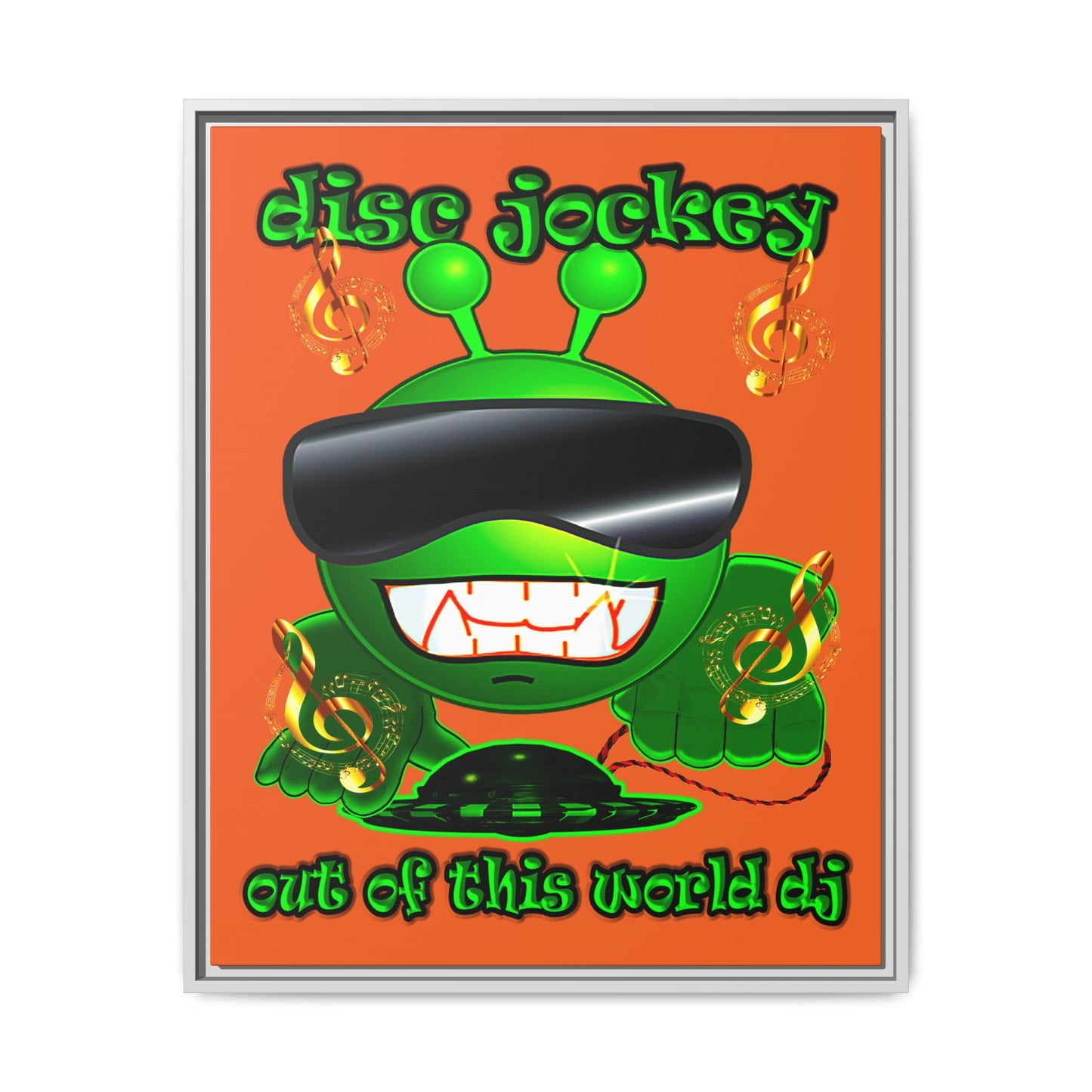 disc jockey - framed canvas art (orange)