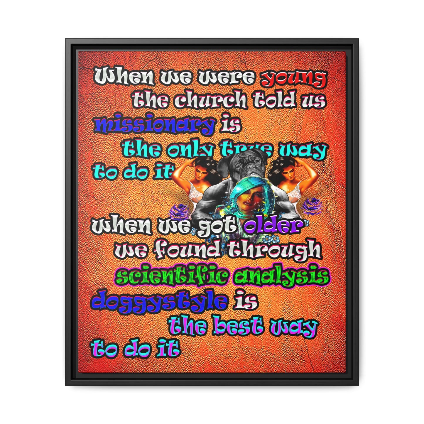doggystyle - framed canvas art (burnt orange)