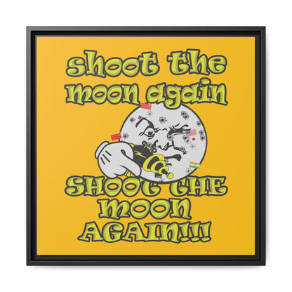 shoot the moon again - framed canvas art (yellow)