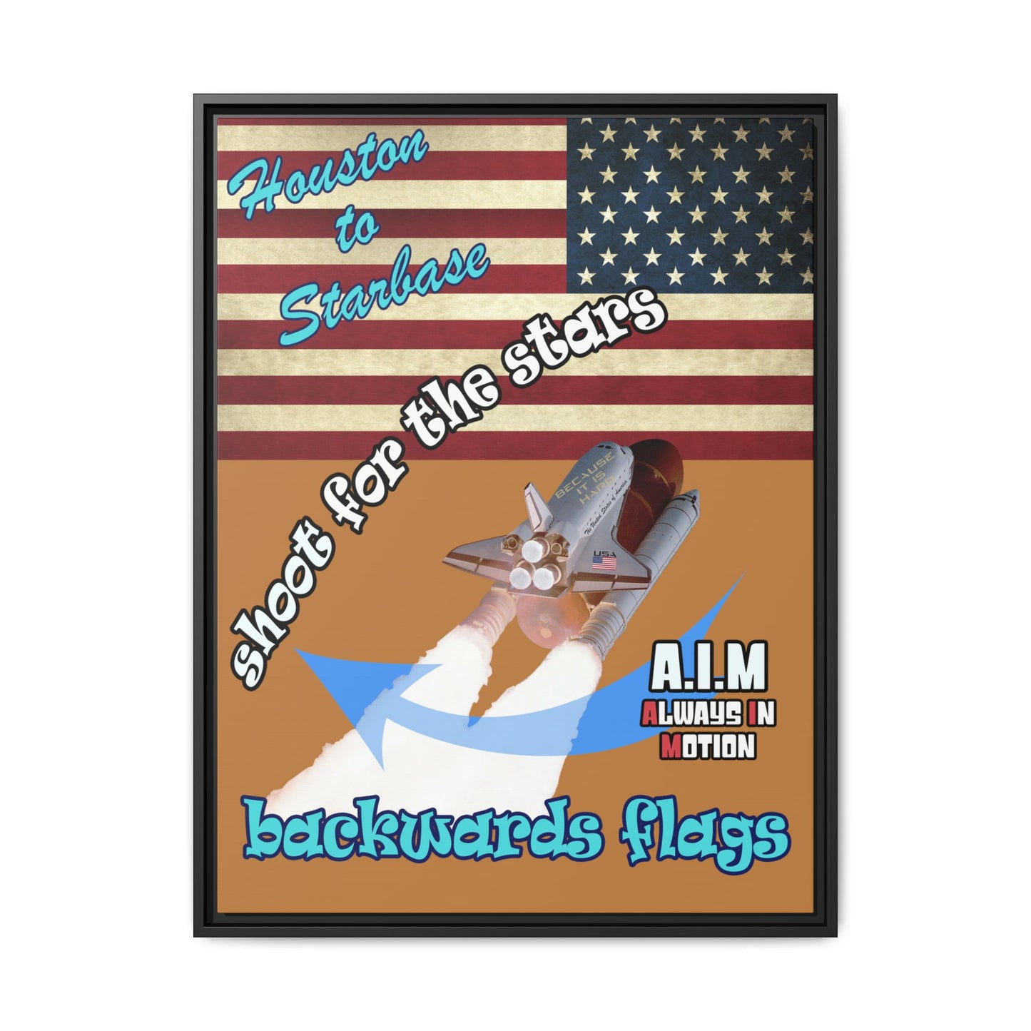 shoot for the stars - framed canvas art (light brown)