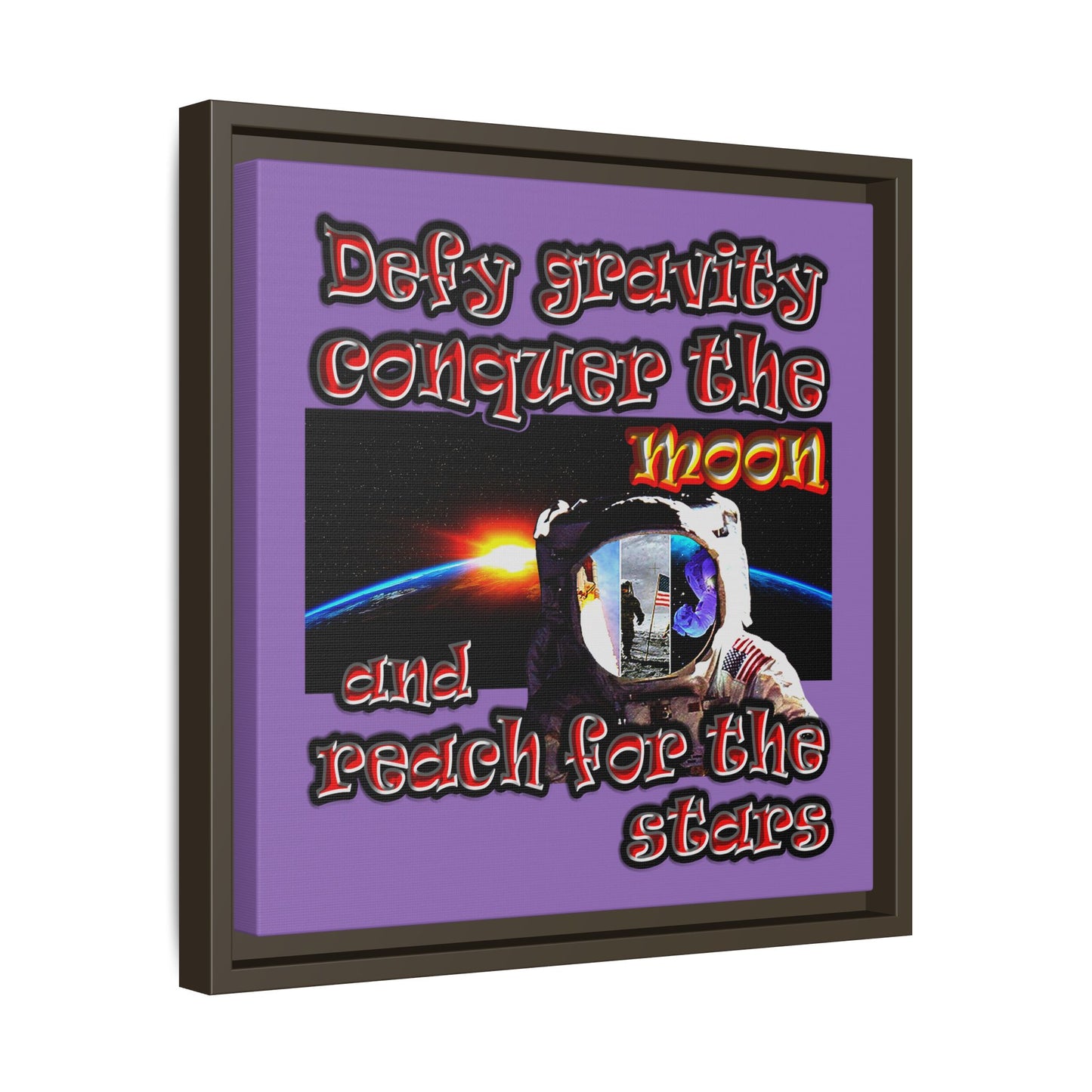 defy conquer reach - framed canvas art (light purple)