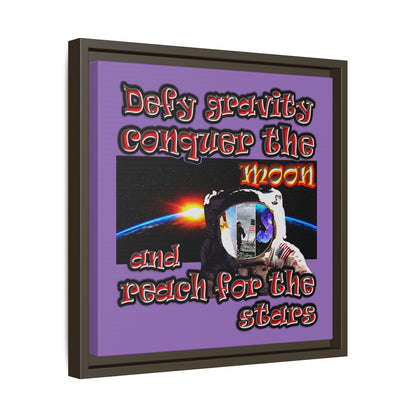 defy conquer reach - framed canvas art (light purple)