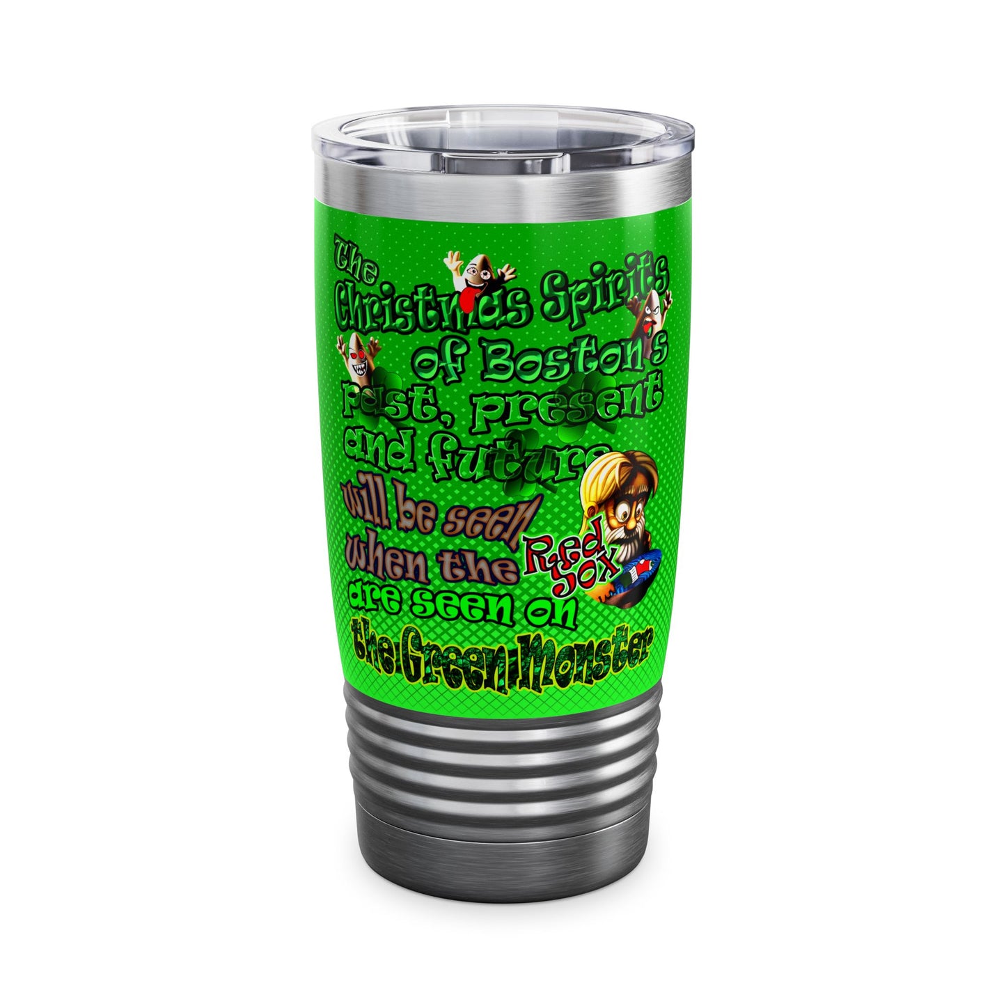 christmas spirits of boston - Ringneck Tumbler, 20oz (logo green)