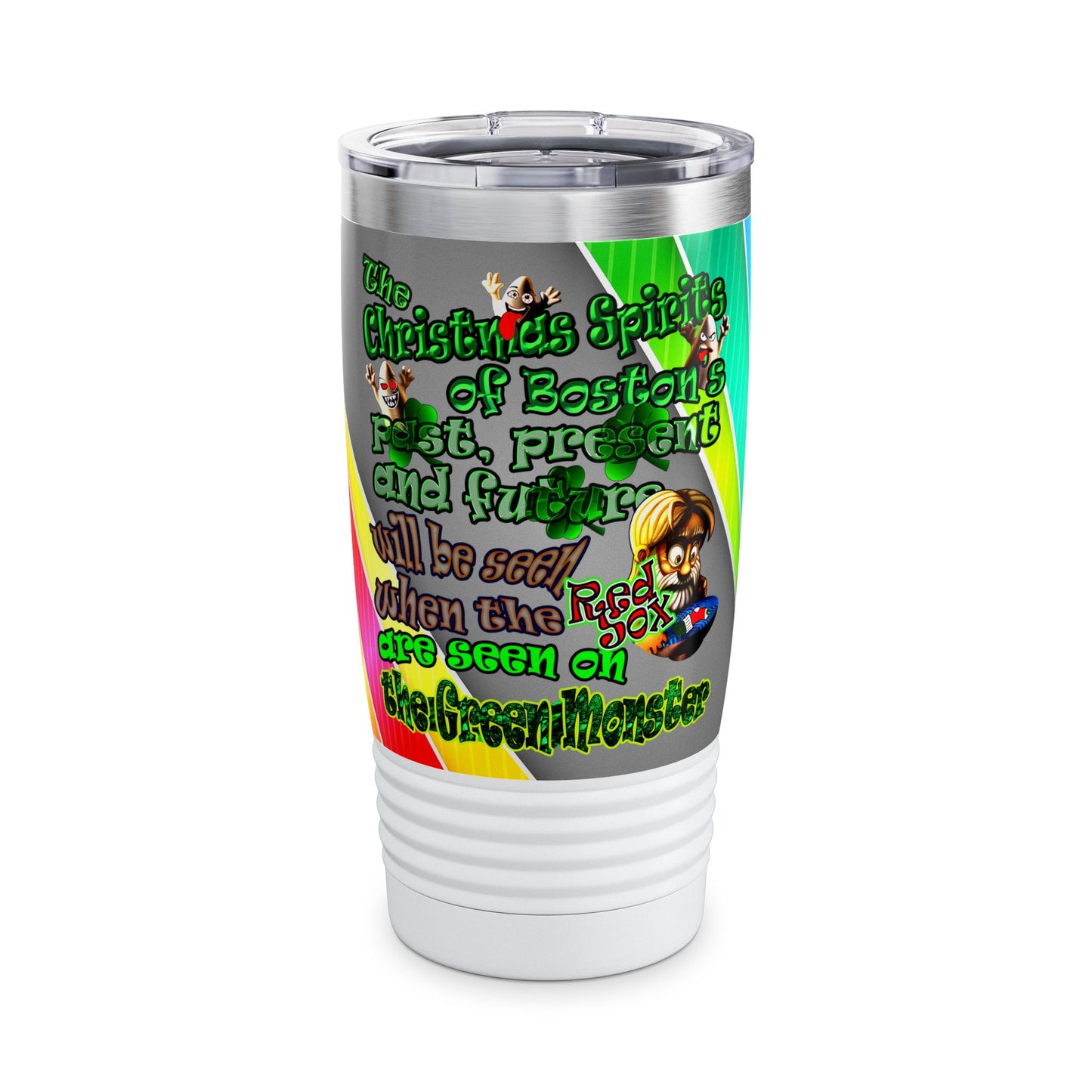 christmas spirits of boston - Ringneck Tumbler, 20oz (rainbow split)