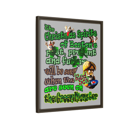 christmas spirits of boston - framed canvas art (light grey)