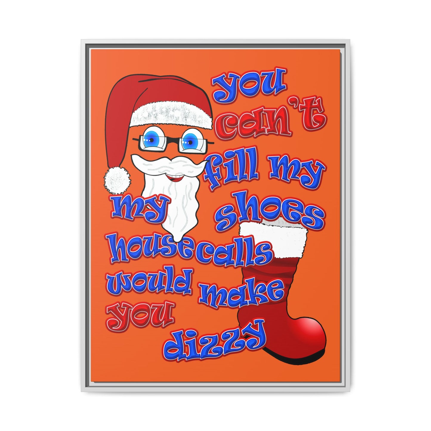 santa's shoes - framed canvas art (orange)