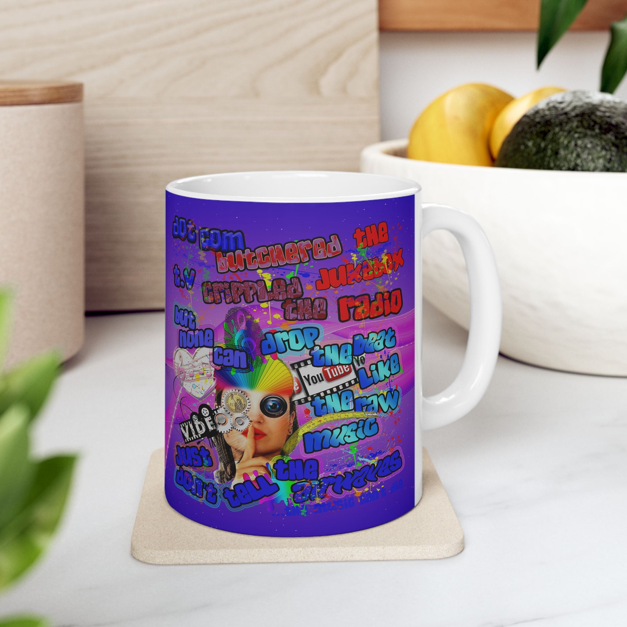 drop the beat - White Mug (purple-pink wave)