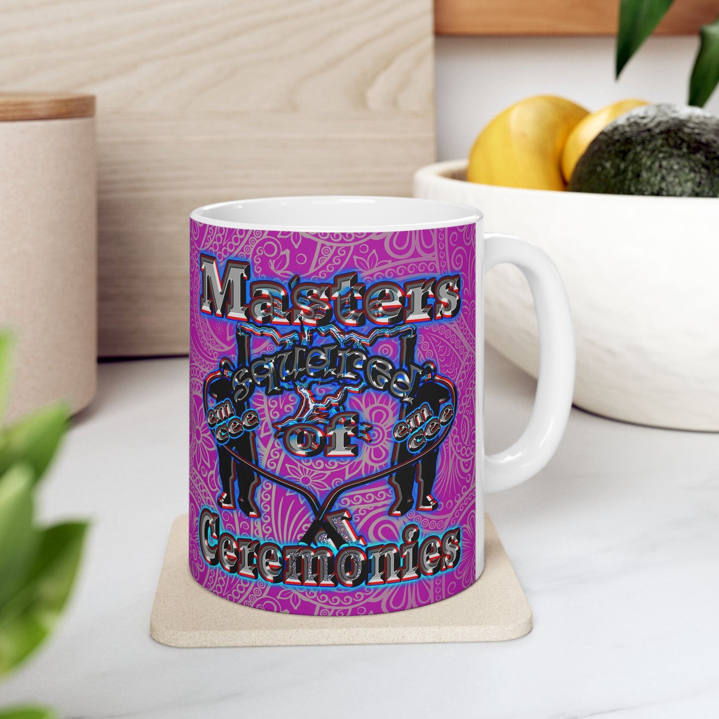 em cee squared - White Mug (pink swirl)