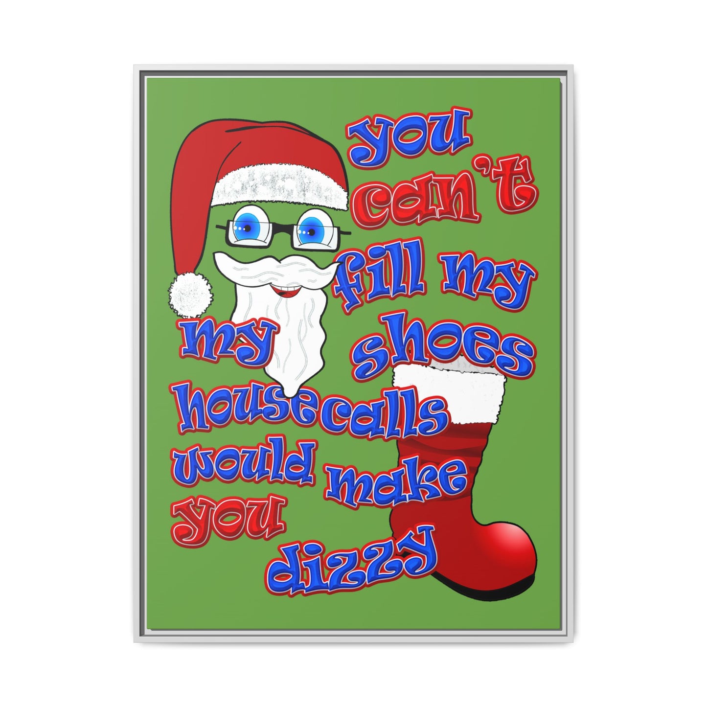 santa's shoes - framed canvas art (green)