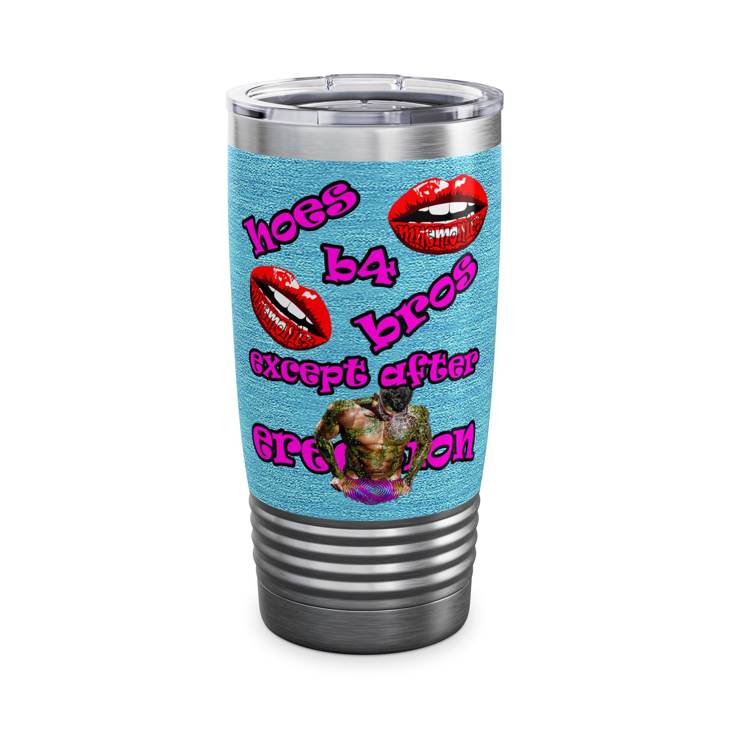 hoes b4 bros - Ringneck Tumbler, 20oz (faded blue)