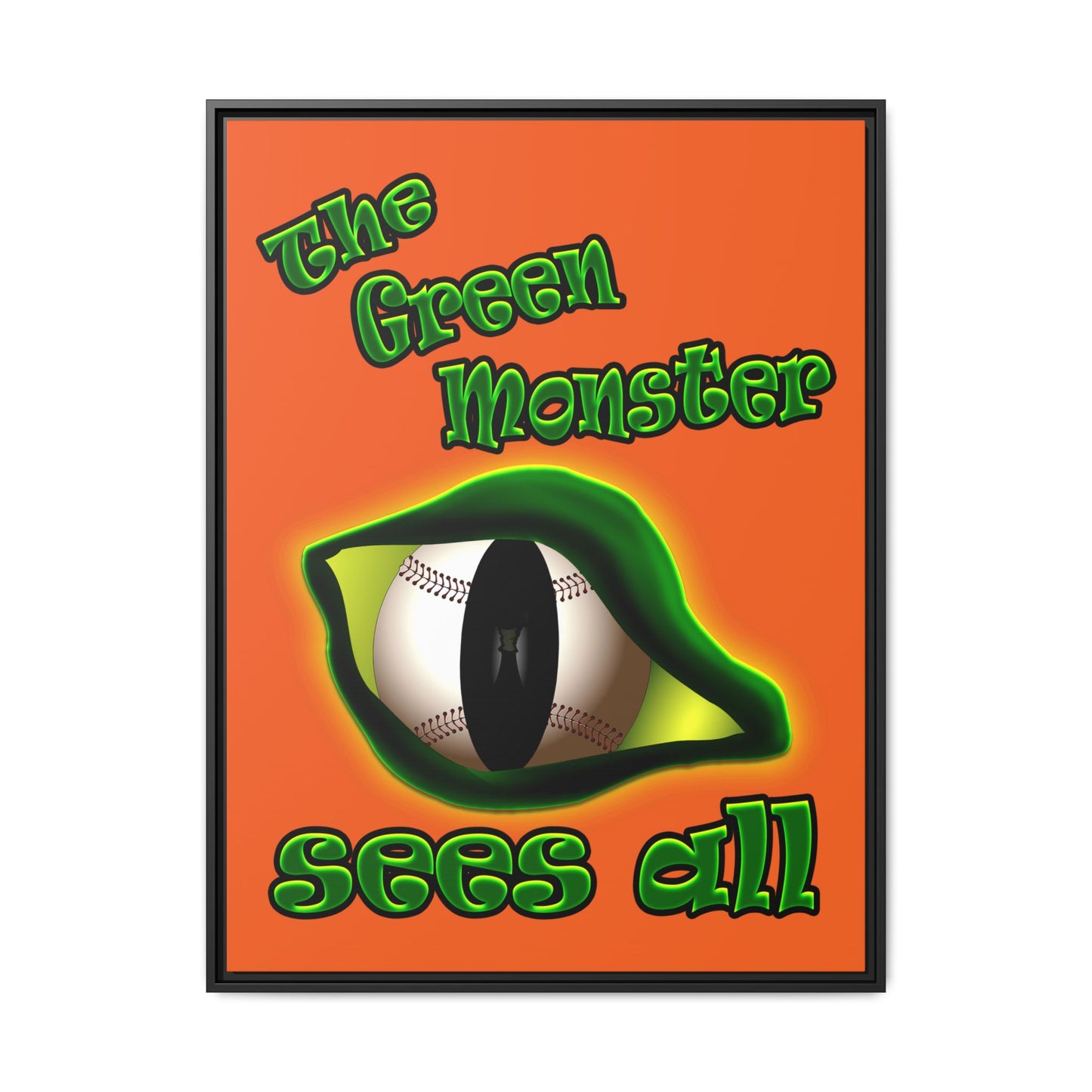 green monster - framed canvas art (orange)