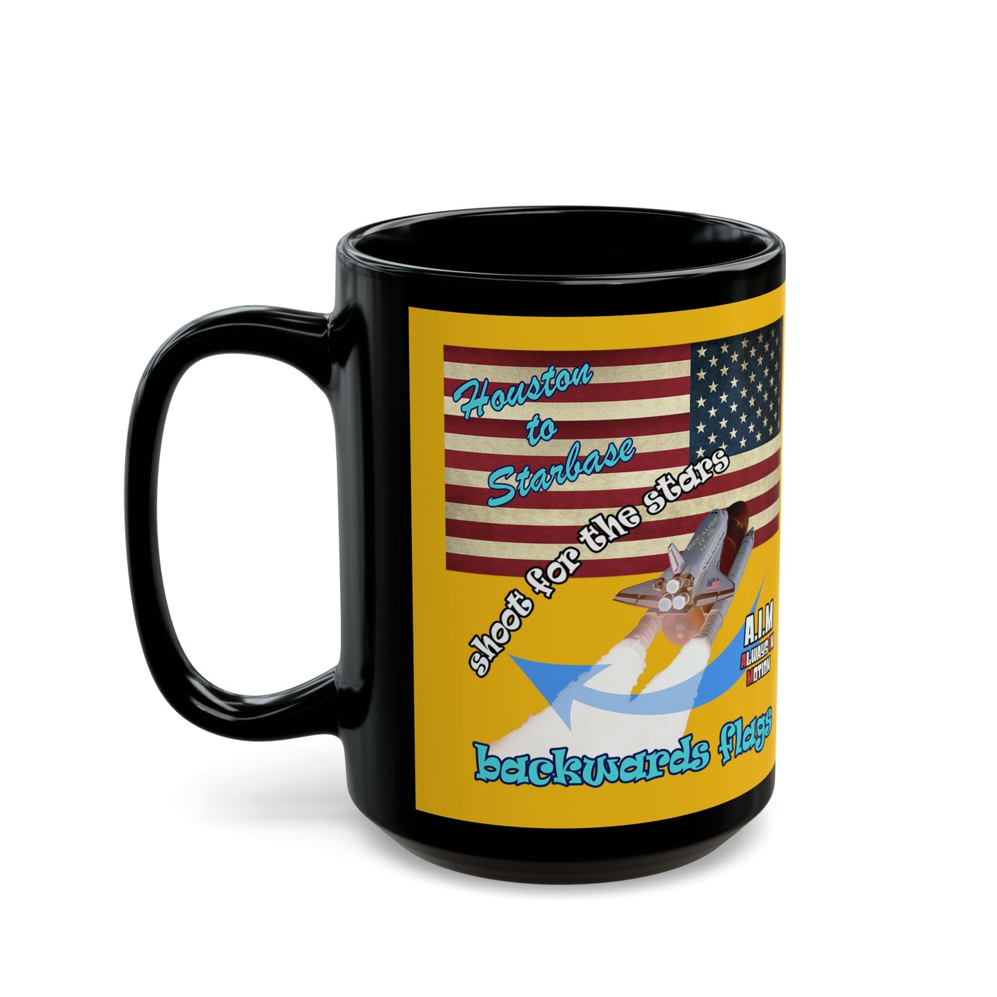 shoot for the stars - Black Mug (yellow)
