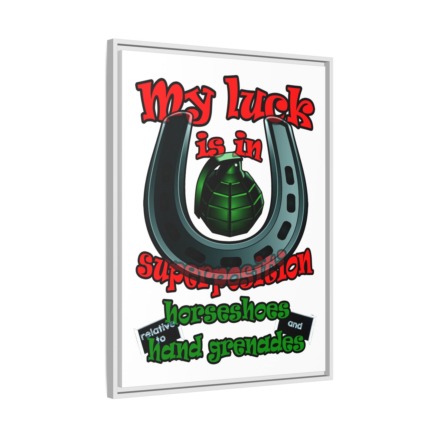 my luck - framed canvas art (white)