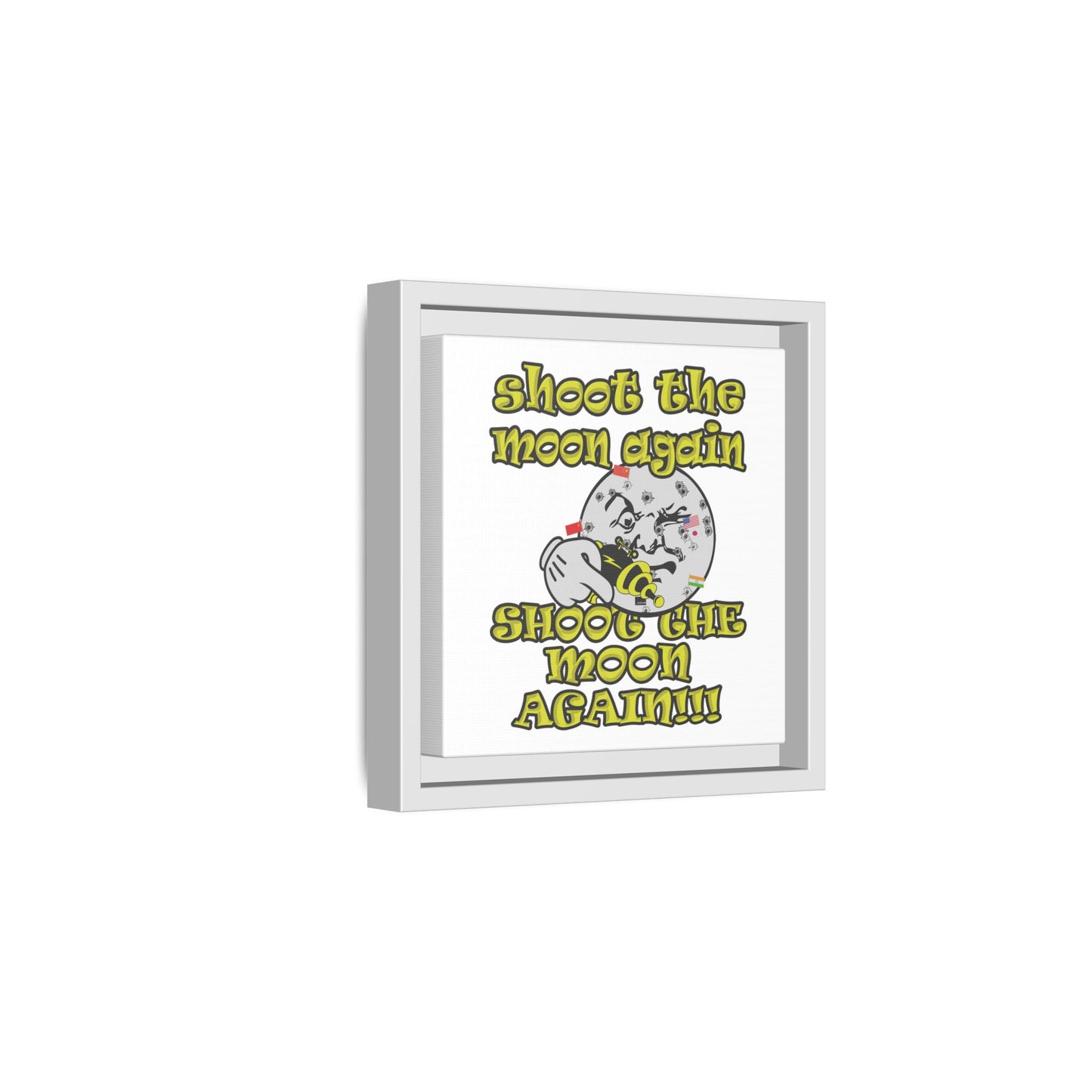 shoot the moon again - framed canvas art (white)