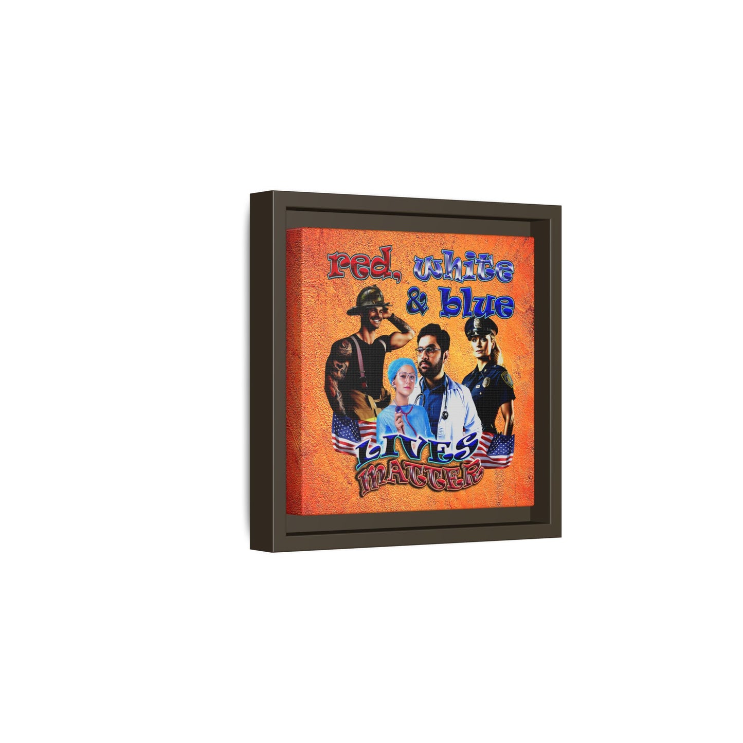 rw&b lives matter - framed canvas art (burnt orange)