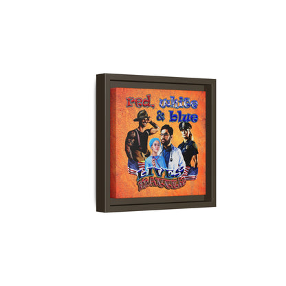 rw&b lives matter - framed canvas art (burnt orange)