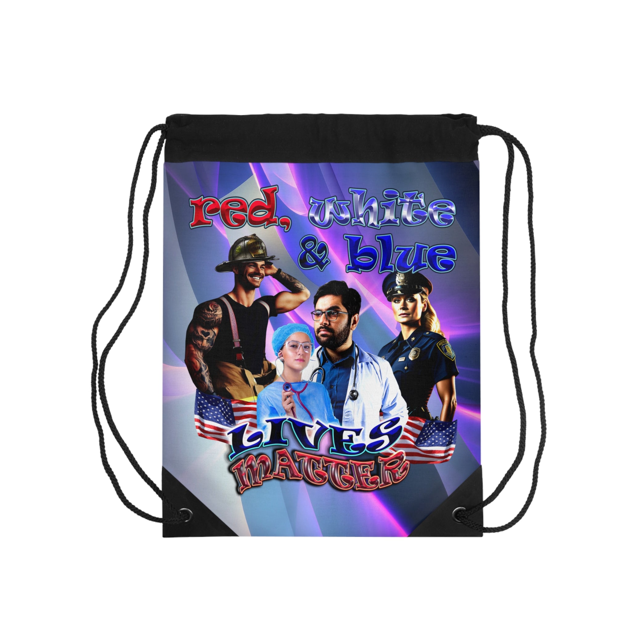 rw&b lives matter - Drawstring Bag (grey-pink wave)