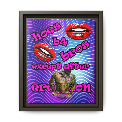 hoes b4 bros - framed canvas art (purple wave)