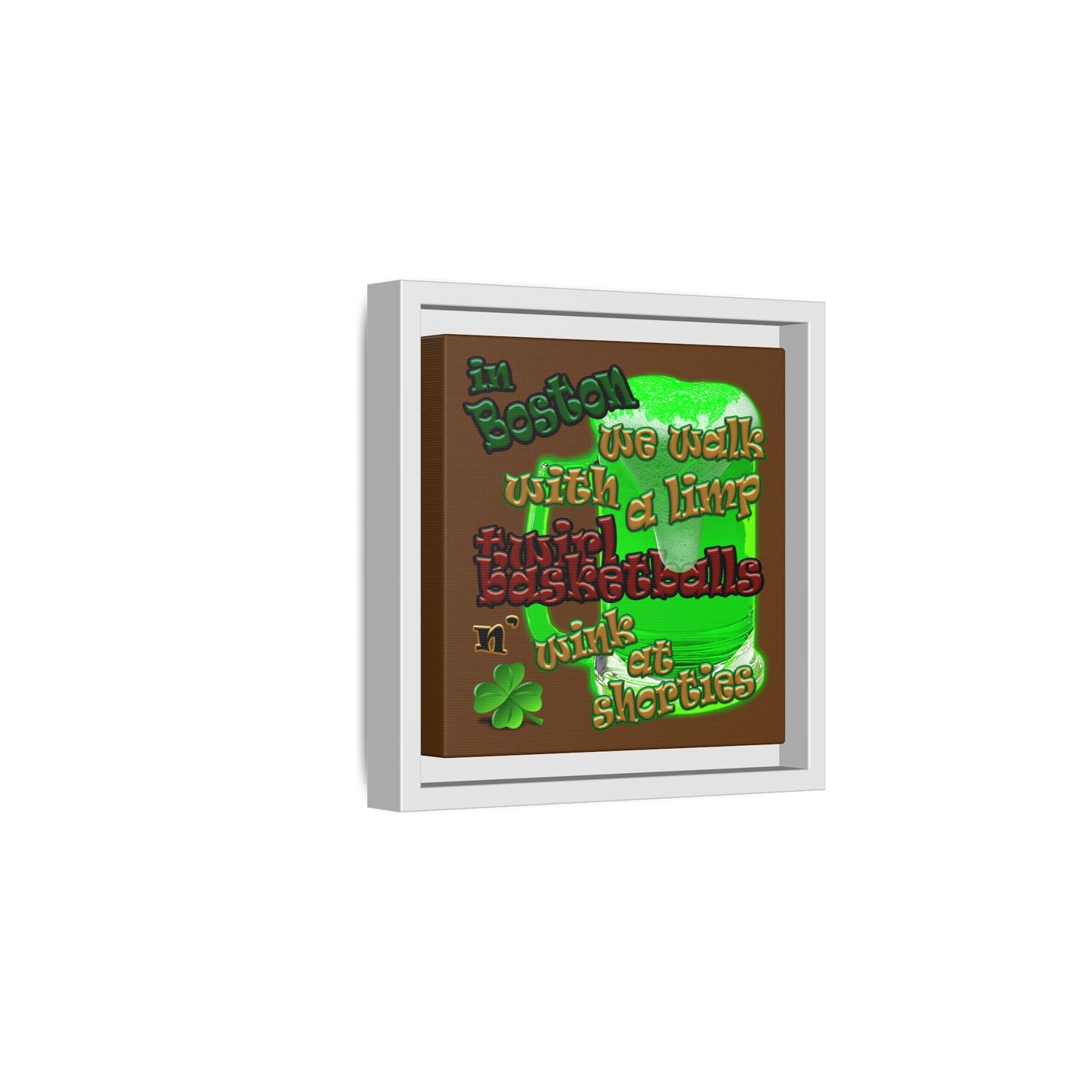 celtics logo - framed canvas art (brown)